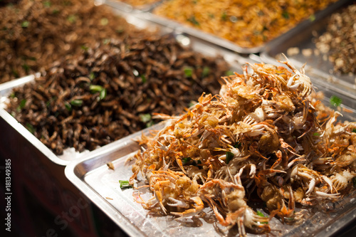 Fried crab in Tray on night market from Thailand it's snack menu delicious for party or for Opportunities etc.