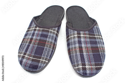 House slippers isolated on white background photo