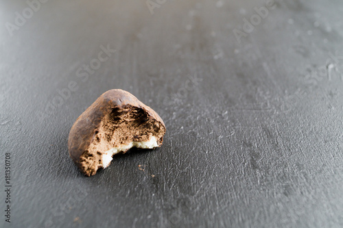 Fototapeta Naklejka Na Ścianę i Meble -  Chocolate truffles on a grey background.