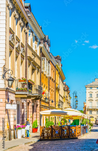 View of the Freta street in the old town of warsaw in Poland. photo