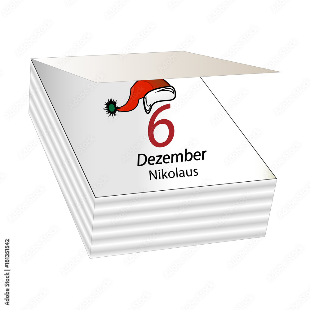 Kalender - Nikolaus 6. Dezember Stock Illustration Adobe Stock