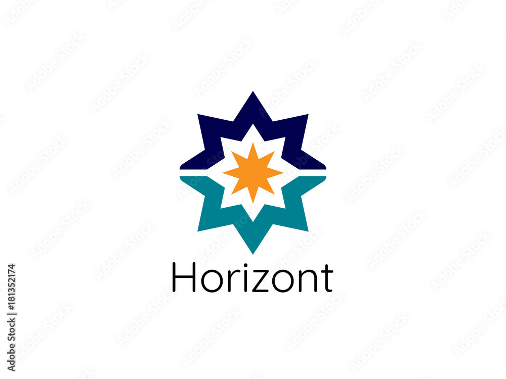 Abstract sun star horizon logo template. modern corporate design concept vector illustration Abstract sun star horizon logo template. modern corporate design concept vector illustration