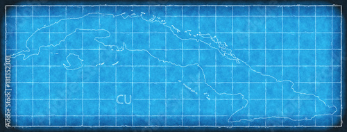 Cuba map blue print artwork illustration silhouette
