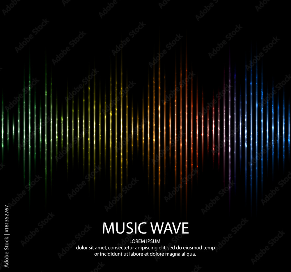 Sound waves. Music Digital Equalizer. Abstract light futuristic background. Vector illustration.