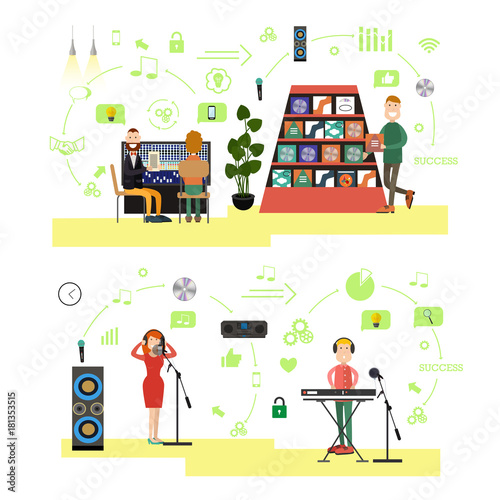 Vector set of radio people symbols  icons in flat style