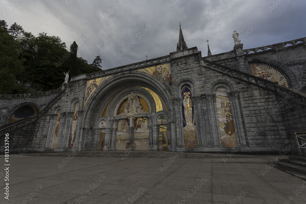 views of the sanctuary of Lourdes.