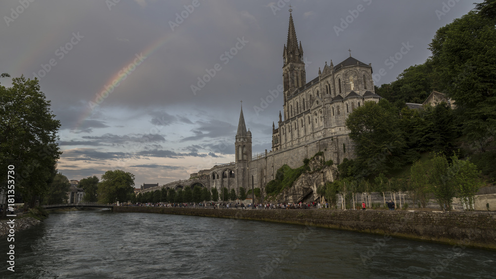 views of the sanctuary of Lourdes.