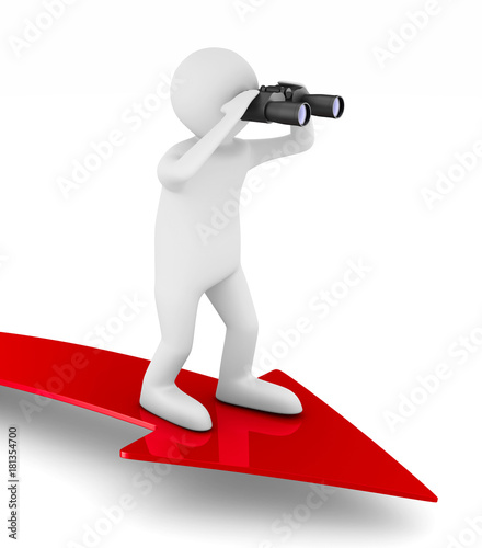 man with binocular on white...