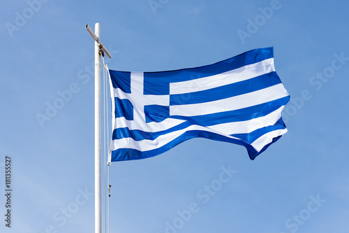 Greek flag, Flag of Greece and blue Sky