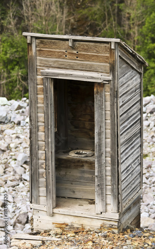 An Old Outhouse in a Rocky Mountain Ghost Town © Derrick Neill