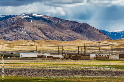 View of Alichur village in Tajikistan photo