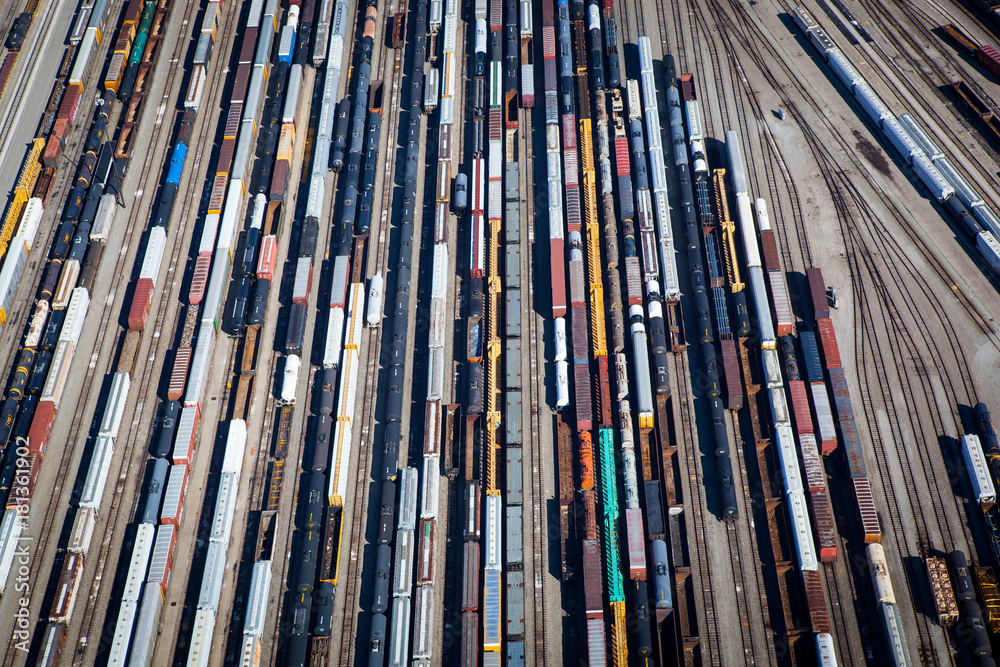 Aerial view of rail yard in Cincinnati Aerial view of rail yard in Cincinnati