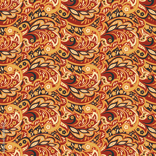 vintage floral seamless pattern in indian batik style