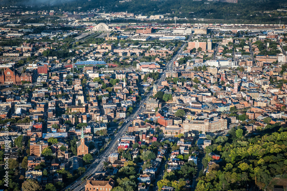 Obraz premium Over the Rhine, Cincinnati Ohio Aerial