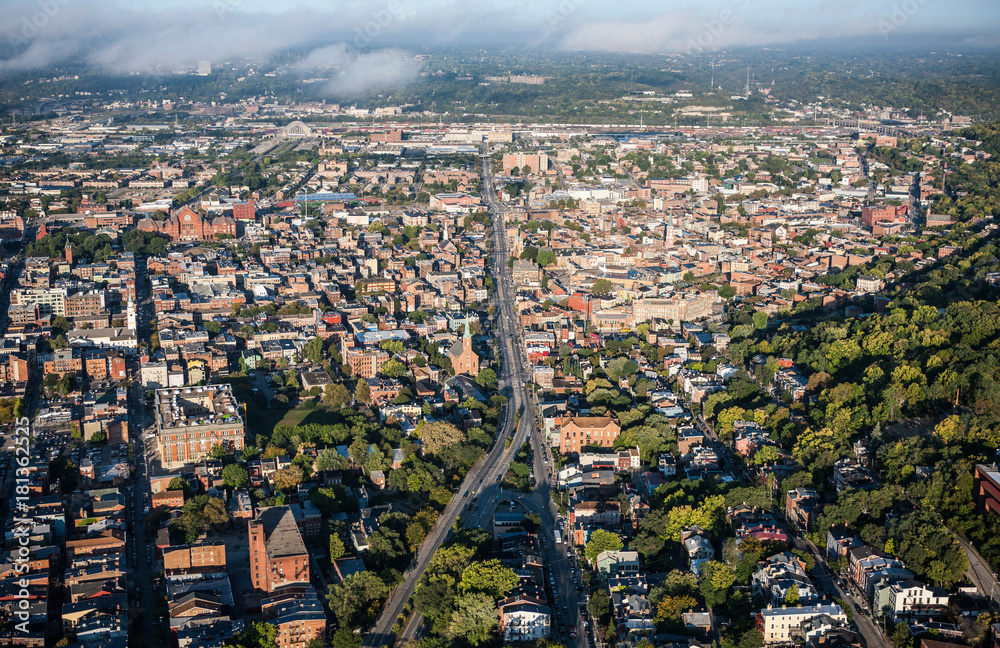 Obraz premium Over the Rhine, Cincinnati Ohio Aerial