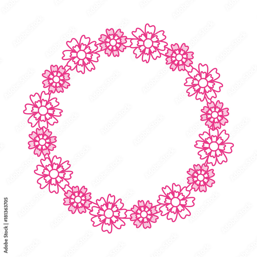 flower wreath floral leaves style decorative element vector illustration flower wreath floral leaves style decorative element vector illustration