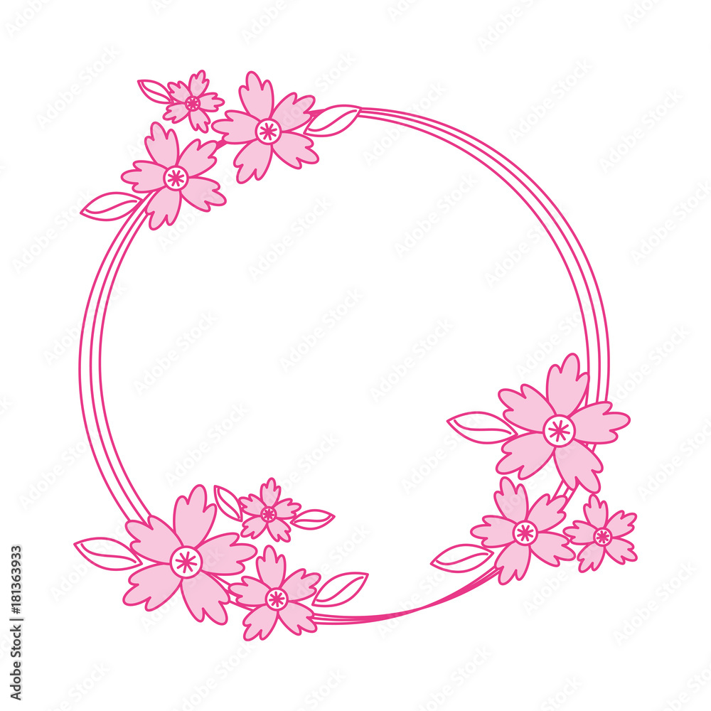 flower wreath floral leaves style decorative element vector illustration flower wreath floral leaves style decorative element vector illustration