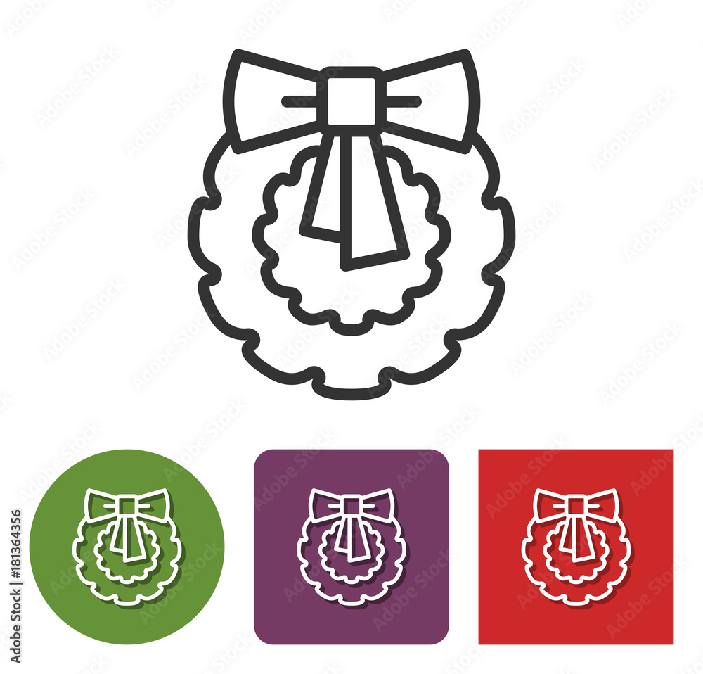 Line icon of Christmas wreath in different variants Line icon of Christmas wreath in different variants