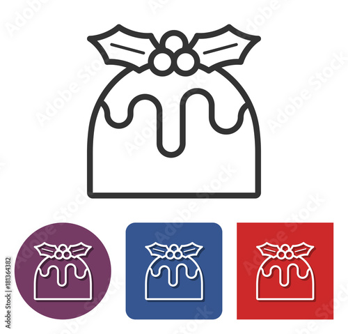 Line icon of  Christmas pudding  in different variants