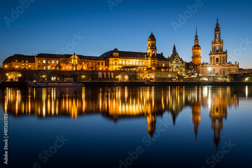 The cityscape of Dresden during twilight. Dresden, Germany, Europe © VOJTa Herout