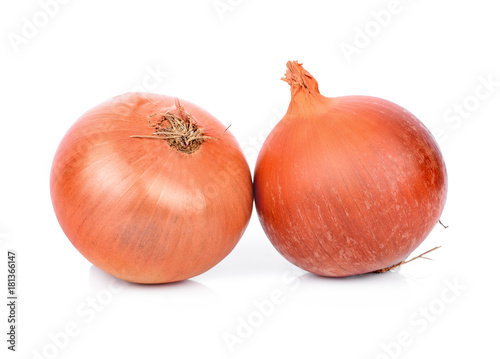 Fresh onion bulbs isolated on white background