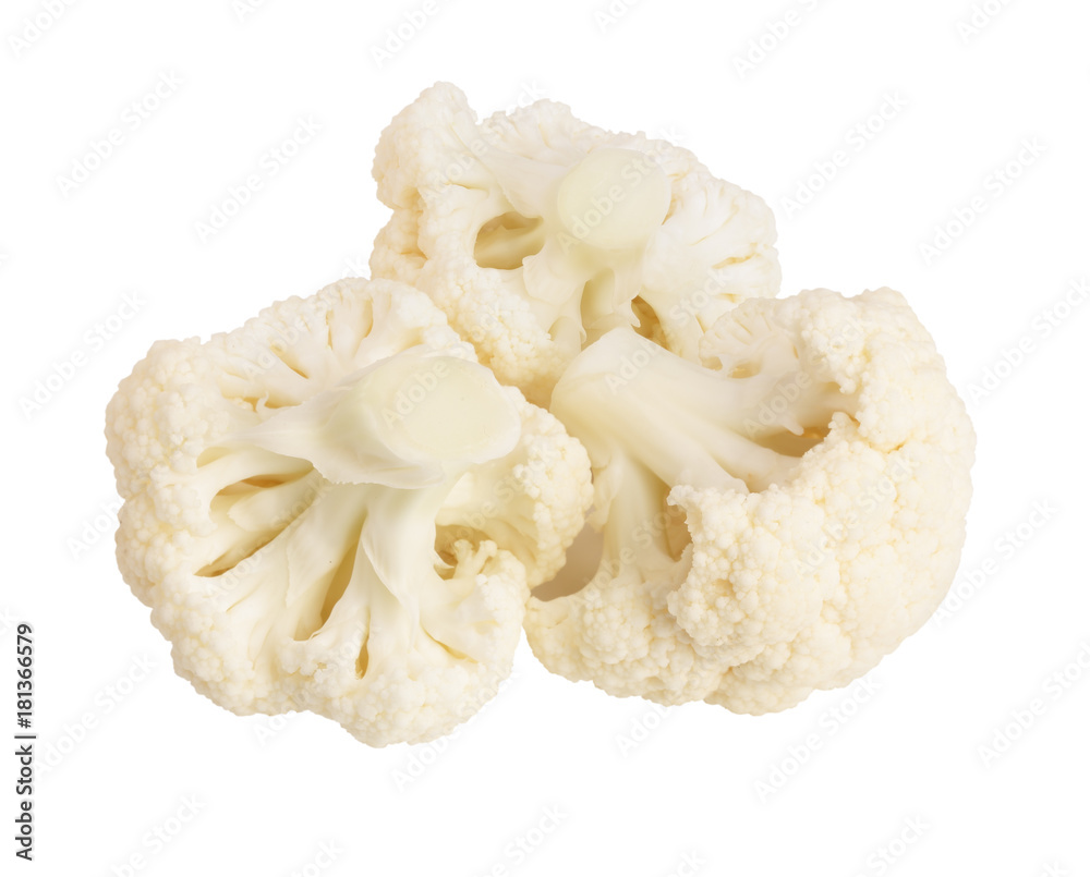 Piece of cauliflower isolated on white background macro. With clipping path Piece of cauliflower isolated on white background macro. With clipping path