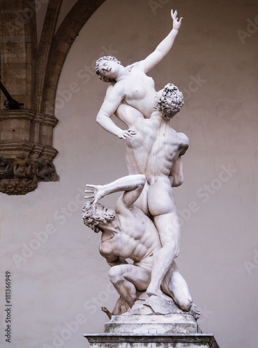 Statue of the rape of the Sabine women in Florence, Italy