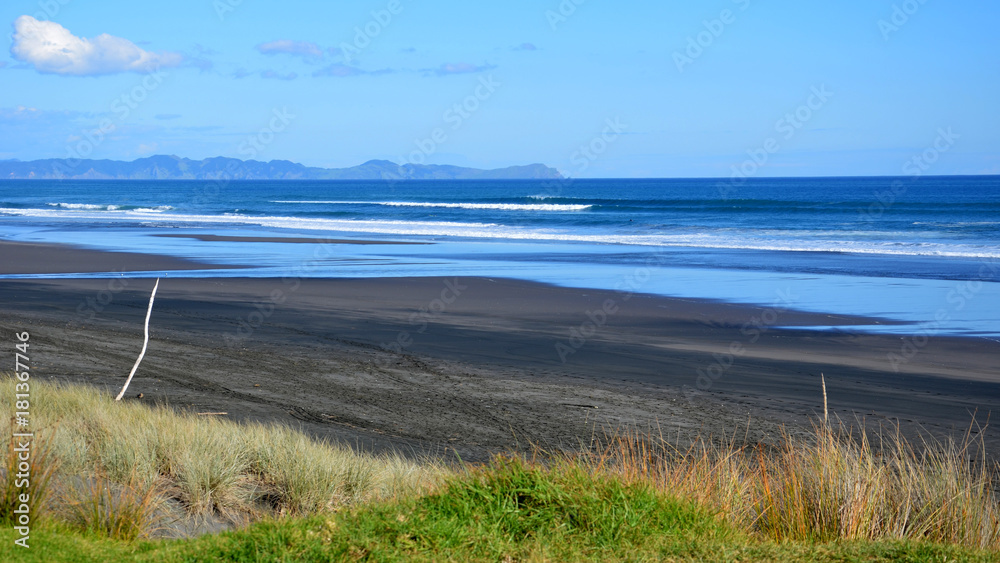Ruapuke black sand beach in New Zealand