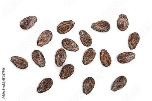 watermelon seeds isolated on white background. Top view