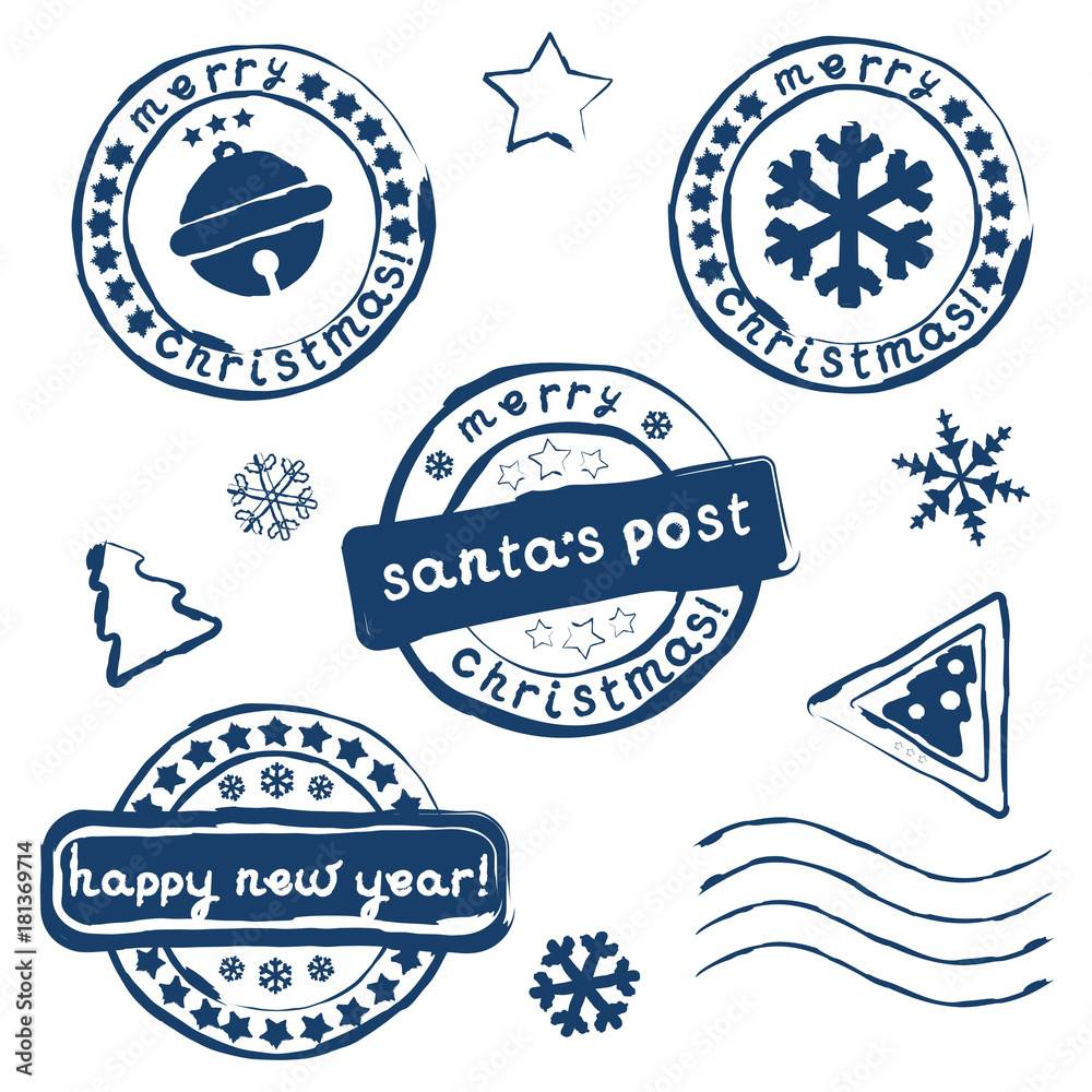 Obraz premium Collection of Christmas postage stamps