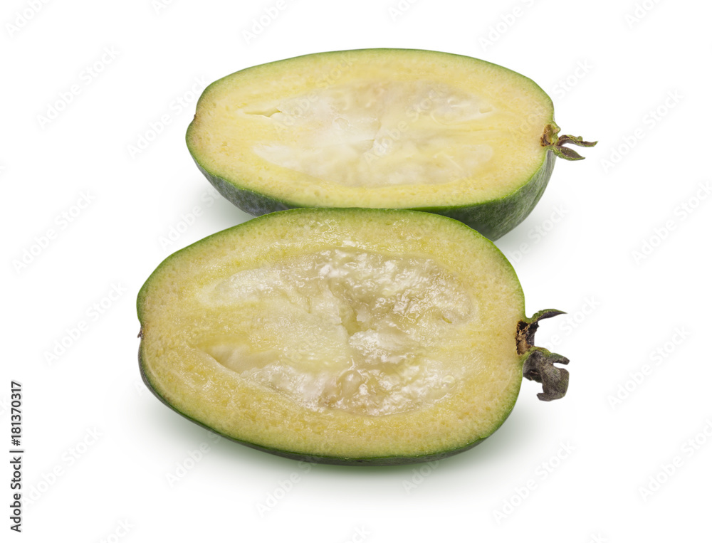 Feijoa is isolated on a white background Feijoa is isolated on a white background