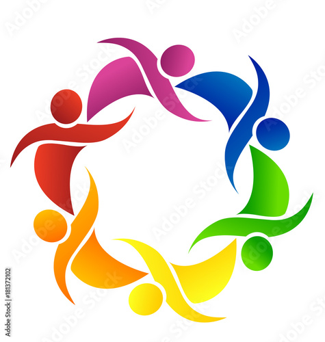 Teamwork group of friends logo