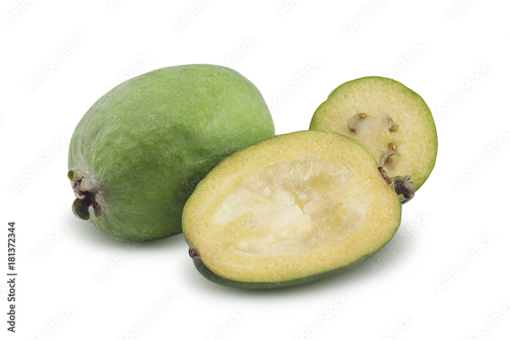 Feijoa is isolated on a white background Feijoa is isolated on a white background