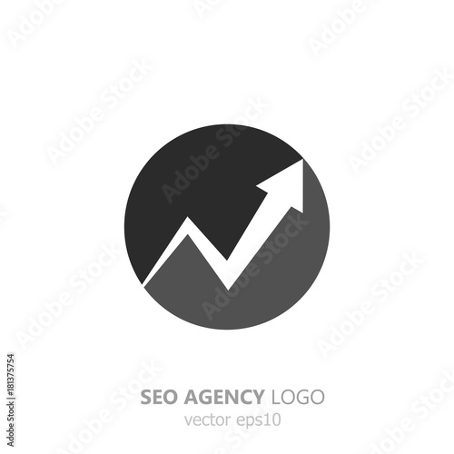 Logo of the seo agency. A growing schedule. Up arrow in a circle, for your company
