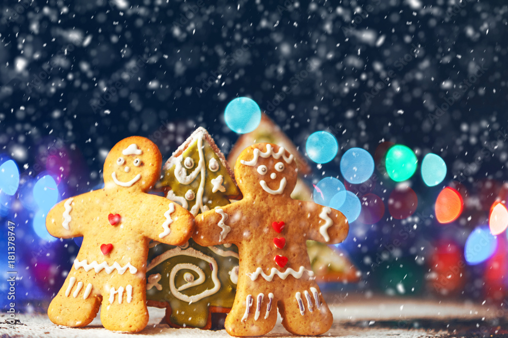 Christmas and New Year's background. ginger biscuits.