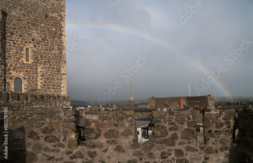 Carrickfergus Castle with rainbow photo