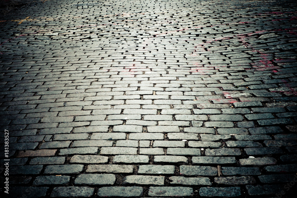 Old New York City cobblestone street texture