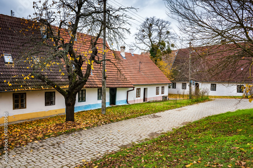 Colorful old Anabaptist houses in Velke Levare (Slovakia) photo