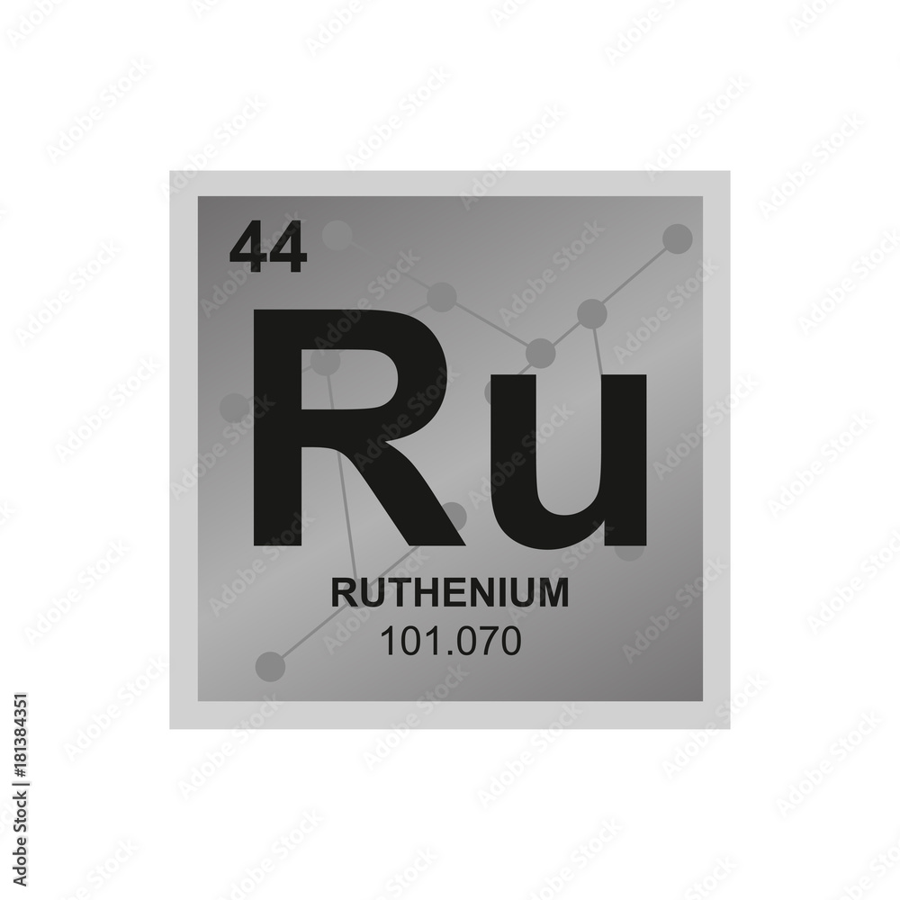 Vector symbol of Ruthenium from the Periodic Table of the elements on the background from connected molecules Vector symbol of Ruthenium from the Periodic Table of the elements on the background from connected molecules