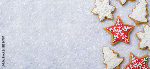 Christmas Cookies on Bright Background with Free Space
