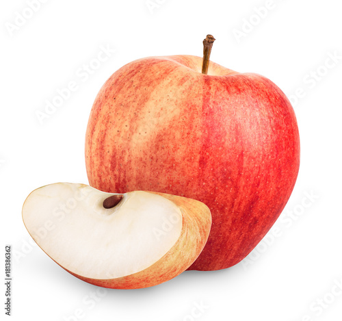 Read apple and apple slice isolated