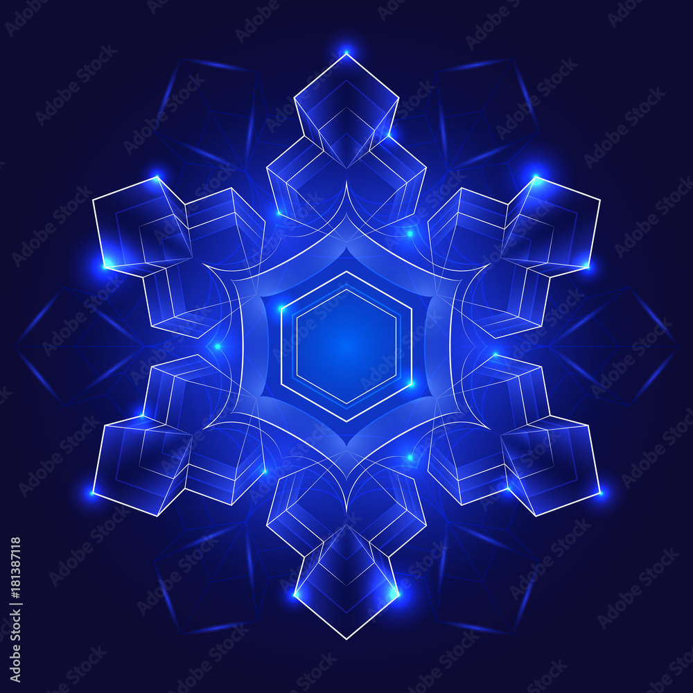Abstract winter background, snowflake, blue tones. Abstract winter background, snowflake, blue tones.