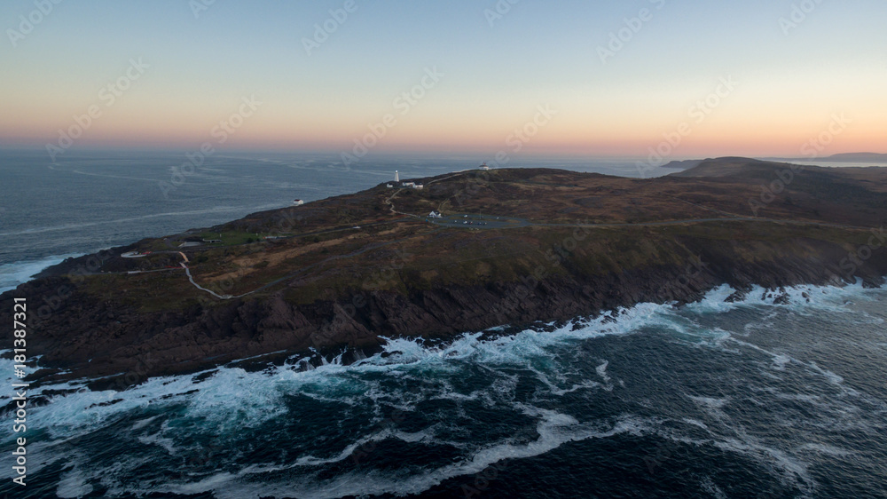 Aerial view of Cape Spear Lighthouse, Newfoundland, most eastern point in Canada