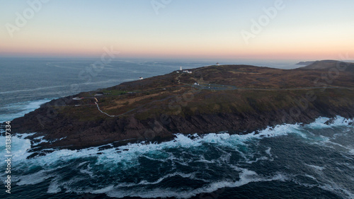 Aerial view of Cape Spear Lighthouse, Newfoundland, most eastern point in Canada