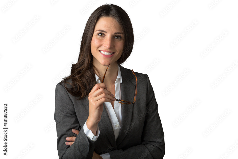Portrait of a beautiful business woman headshot against white background Portrait of a beautiful business woman headshot against white background