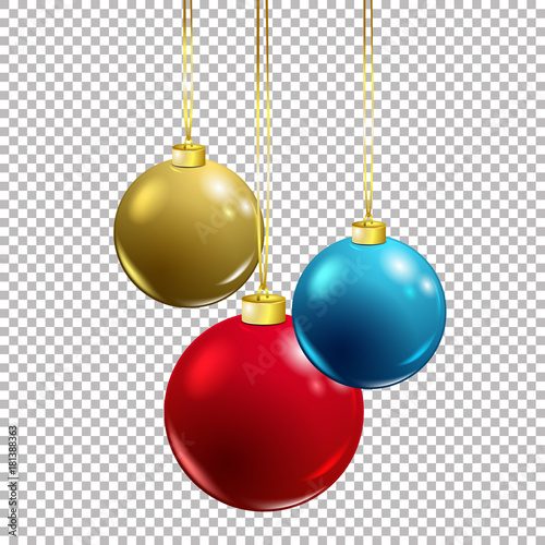Vector Christmas decoration - colorful baubles red, blue and gold