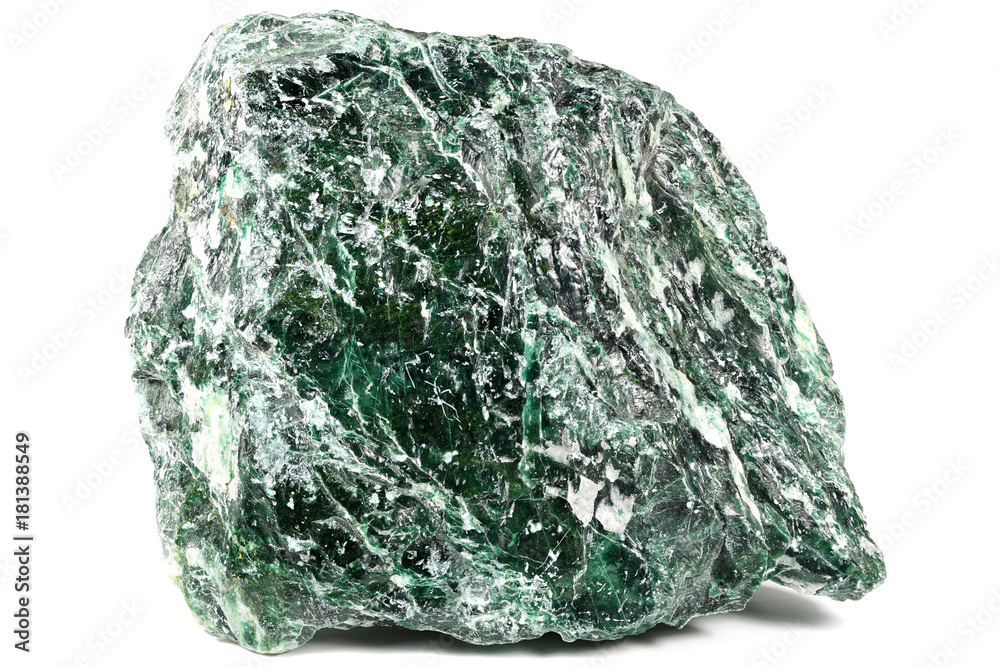 unworked green Jade isolated on white background unworked green Jade isolated on white background