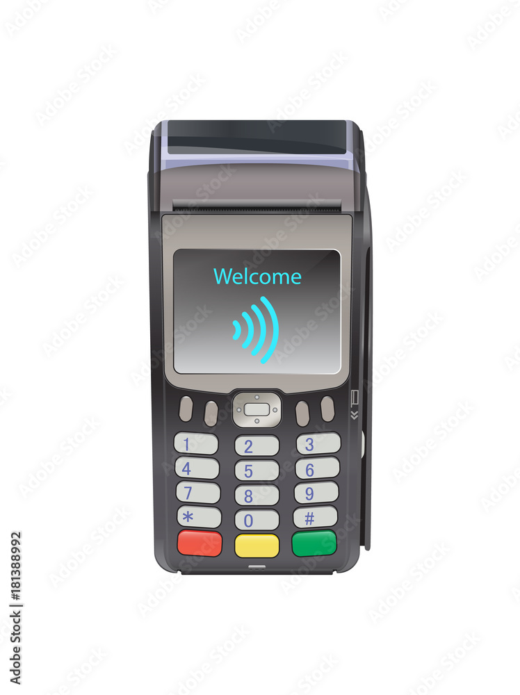 POS Terminal for Contactless payment with welcome wifi, communication technology. Near-field communication protocol. POS Terminal for Contactless payment with welcome wifi, communication technology. Near-field communication protocol.