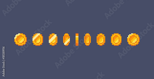 Pixel gold coin animation.