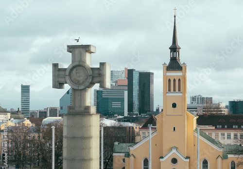 War of Independence Victory Column and St. John's Church in Tallinn.